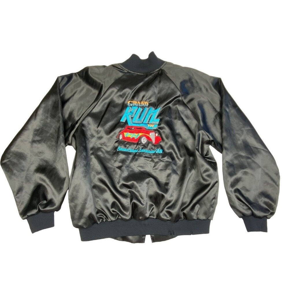 Vtg Satin Hartwell Jacket Pigeon Forge 88" Grand Run Size XL Embroidered "Bob"